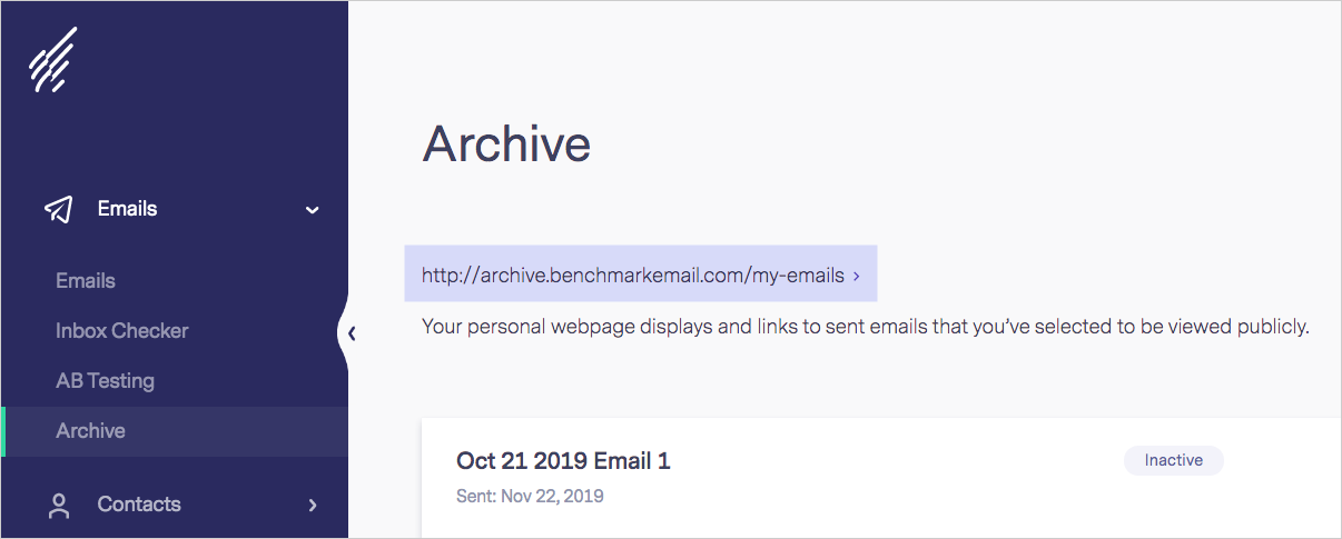 Archivio email di Benchmark Benchmark Email